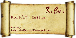 Kollár Csilla névjegykártya